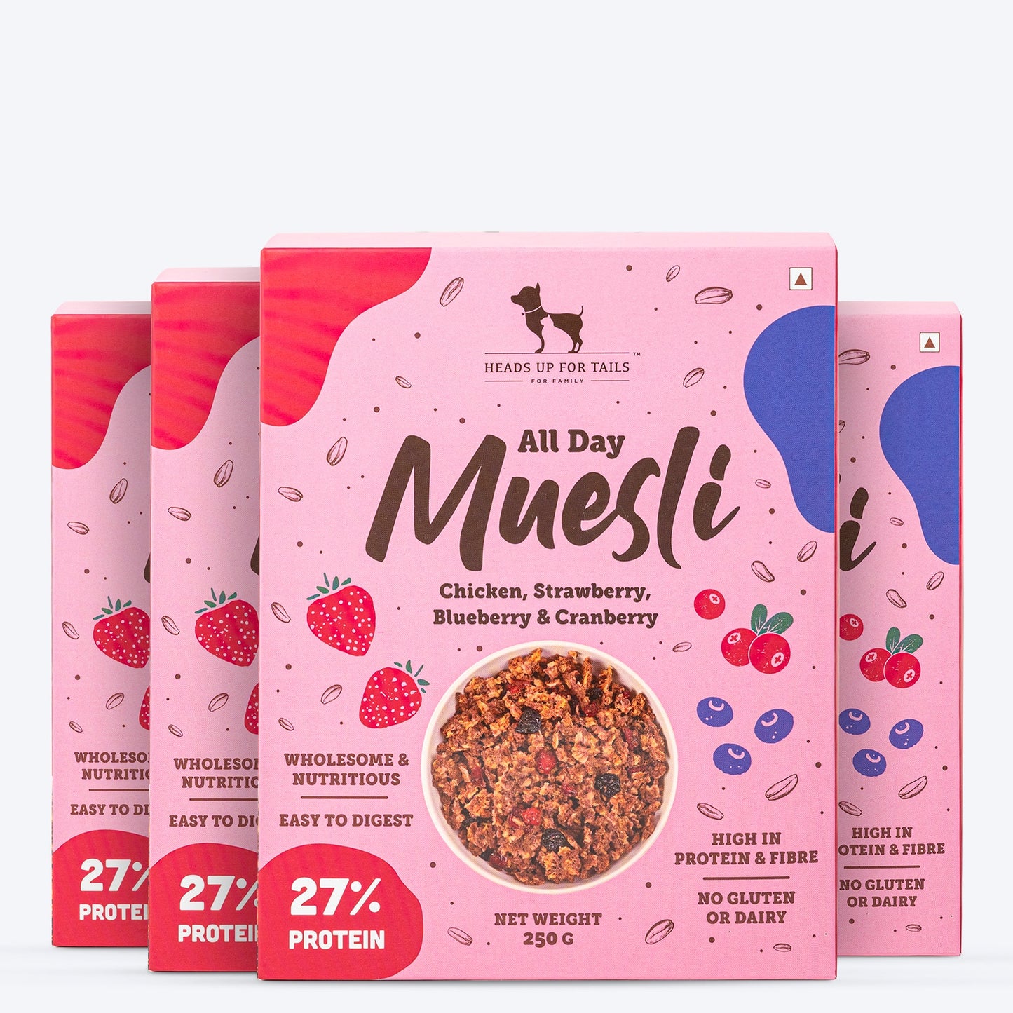HUFT All Day Muesli with Strawberry, Blueberry and Cranberry Doggie Treats - 250 g - Heads Up For Tails