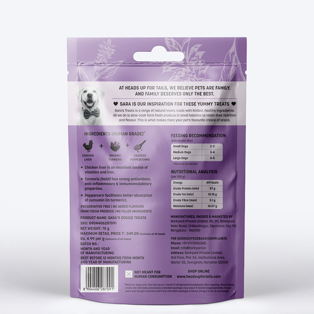Sara's Chicken Liver Jerky with Turmeric Dog Treats 70g