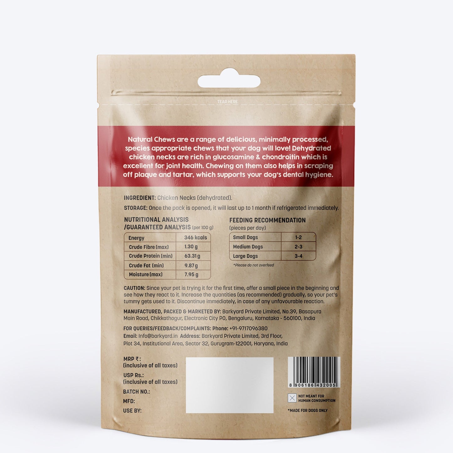 HUFT Natural Chews Doggie Dehydrated Chicken Neck - 70 g