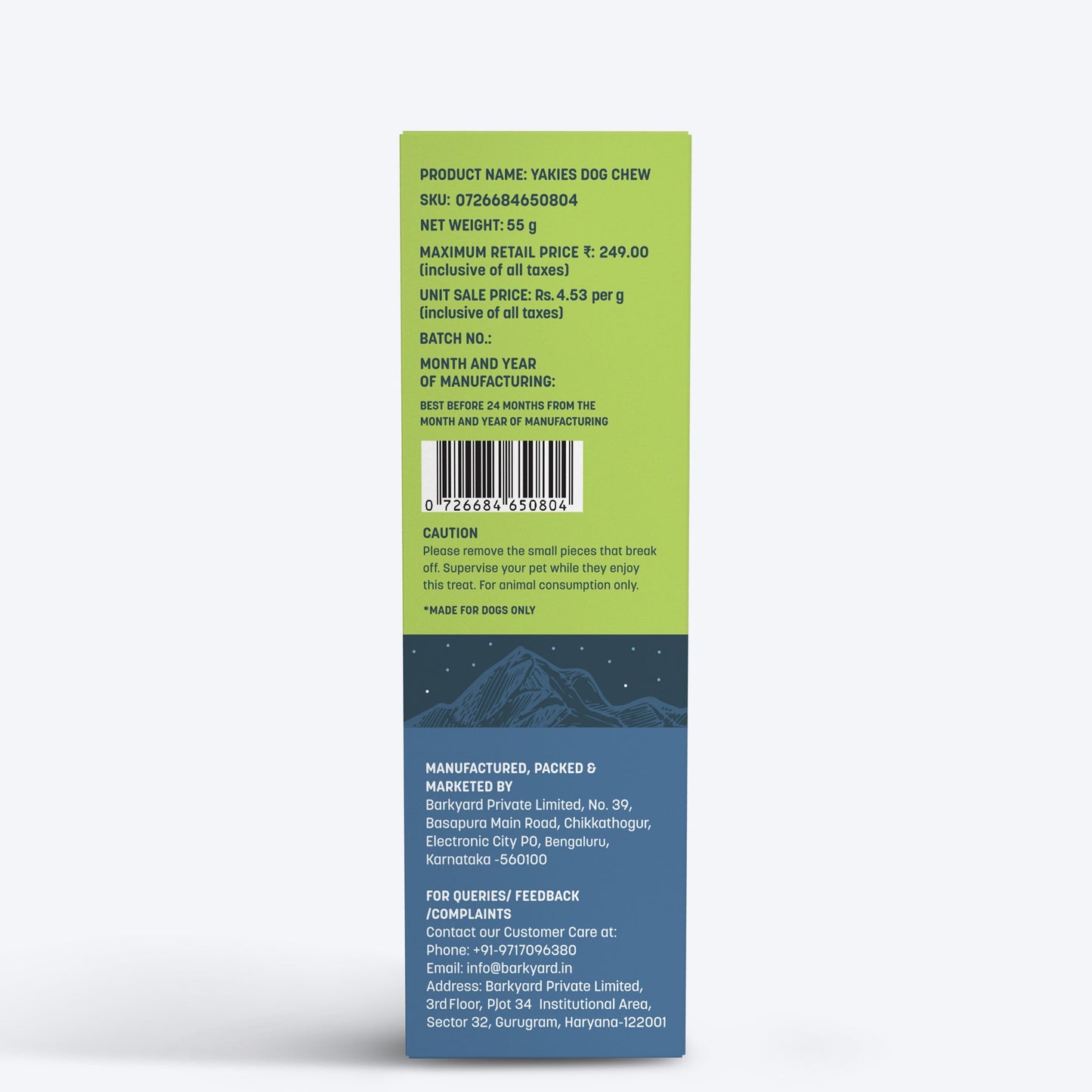 HUFT Yakies Vegetarian Natural Chew Bone - Mint - Heads Up For Tails