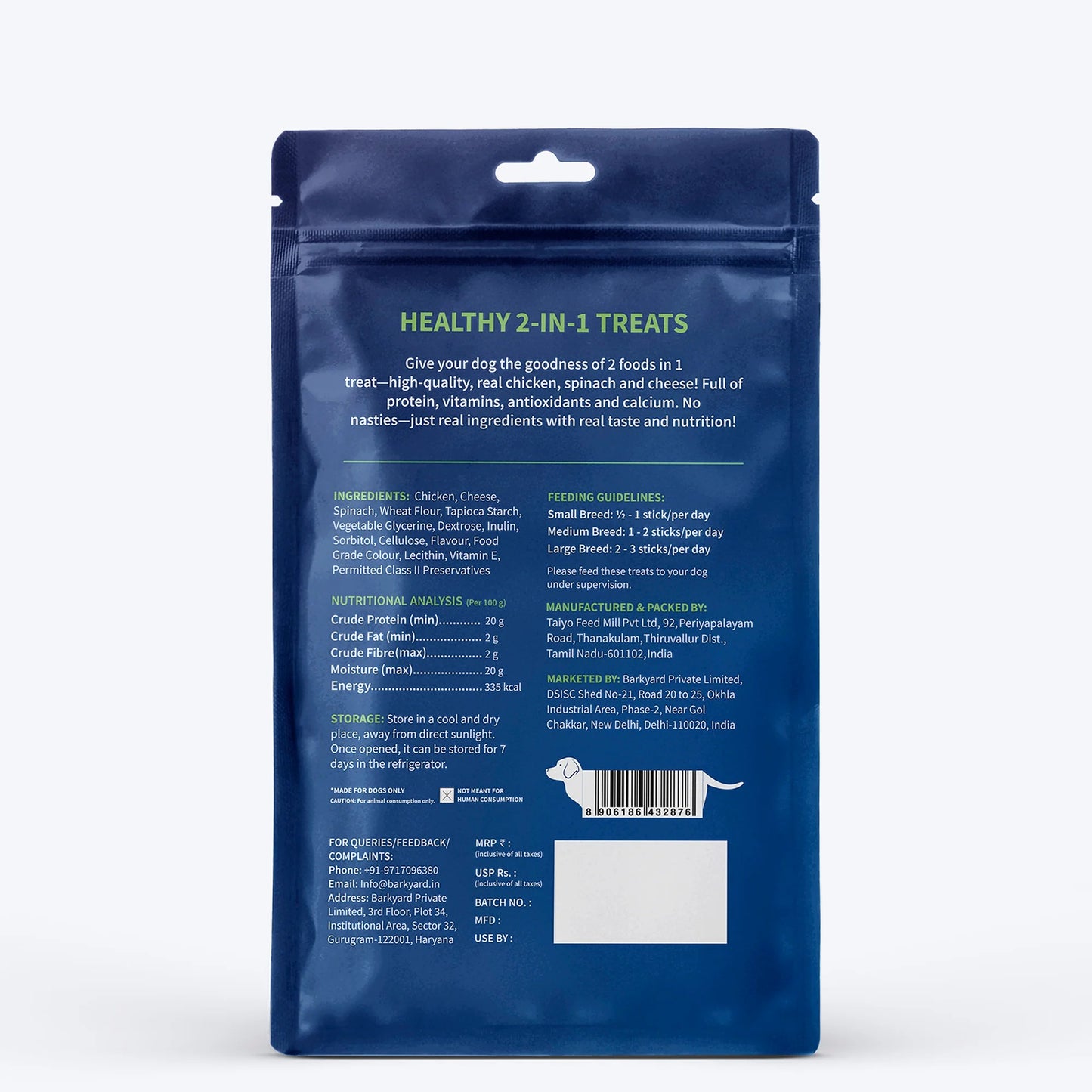 NutriWag Spinach & Cheese Duo Sticks Treats For Dog - 70 gm