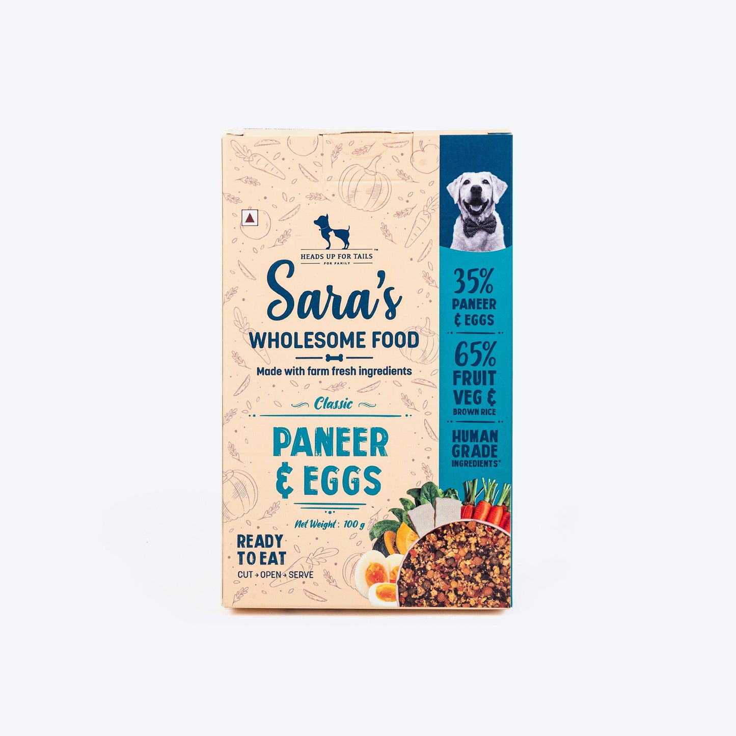 HUFT Sara's Wholesome Food - Classic Paneer And Eggs Dog Food - Heads Up For Tails