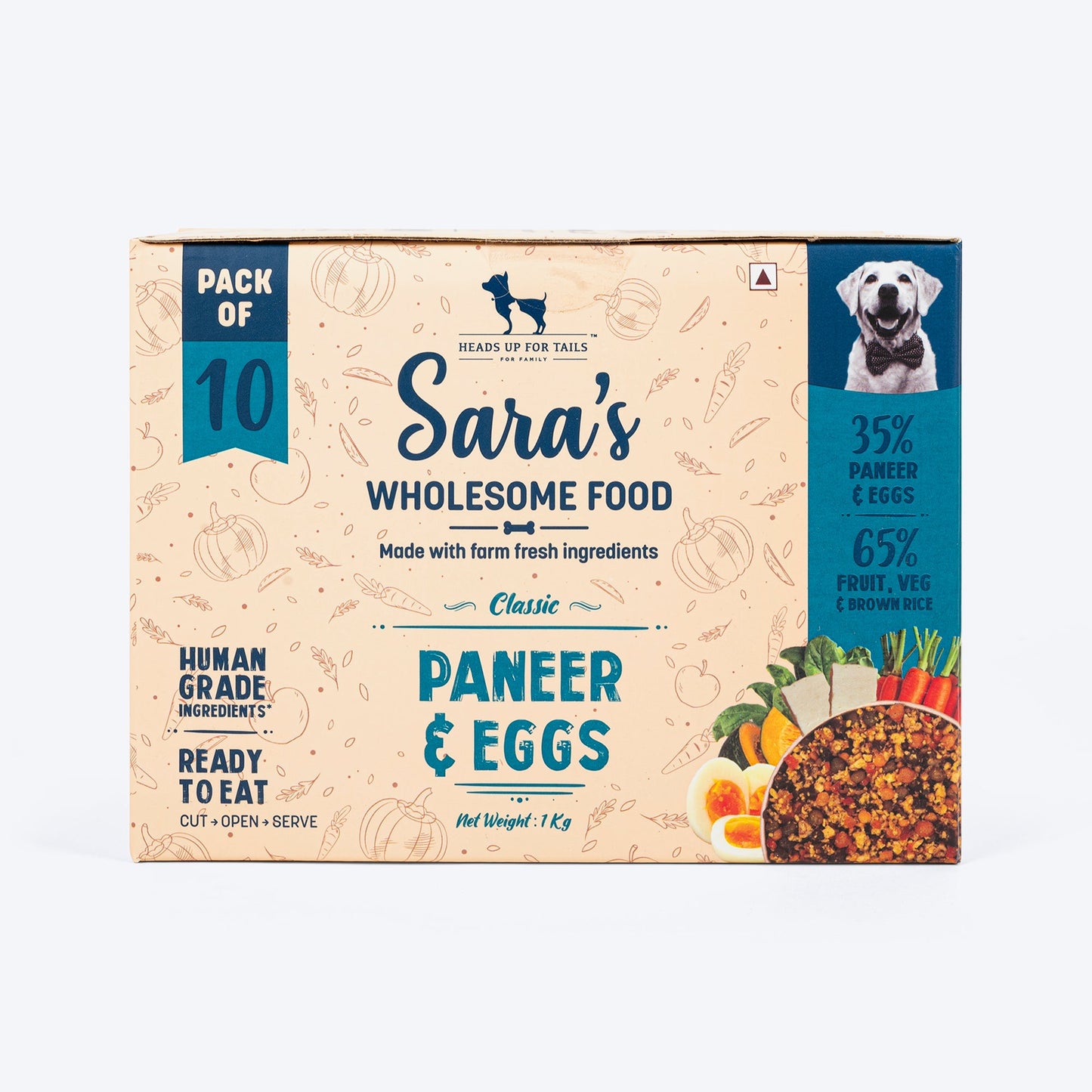 HUFT Sara's Wholesome Food - Classic Paneer And Eggs Dog Food - Heads Up For Tails