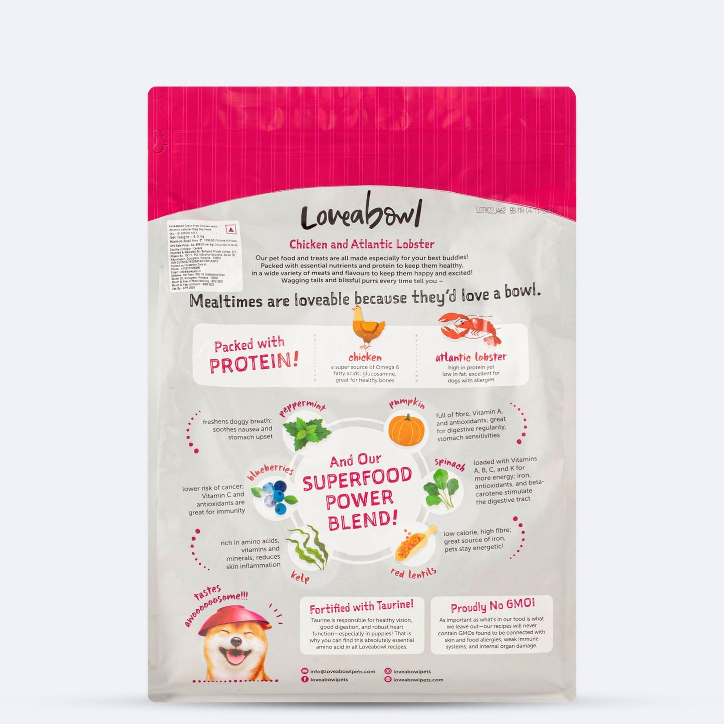 Loveabowl Grain Free Chicken With Atlantic Lobster Gut-Friendly Dog Dry Food - Heads Up For Tails