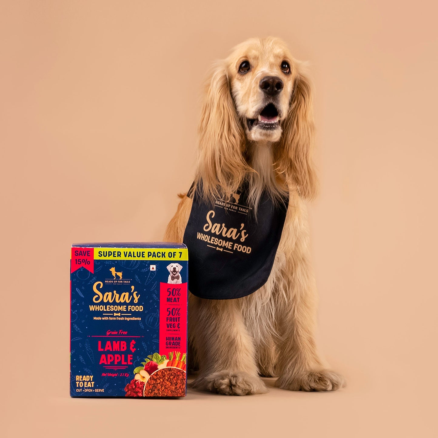 HUFT Sara's Wholesome Food - Grain-Free Lamb And Apple Dog Food (300gm Packs) - Heads Up For Tails