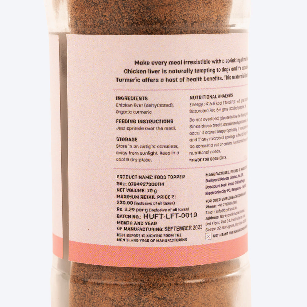Sara's Food Topper Chicken Liver with Organic Turmeric - 70 g - Heads Up For Tails