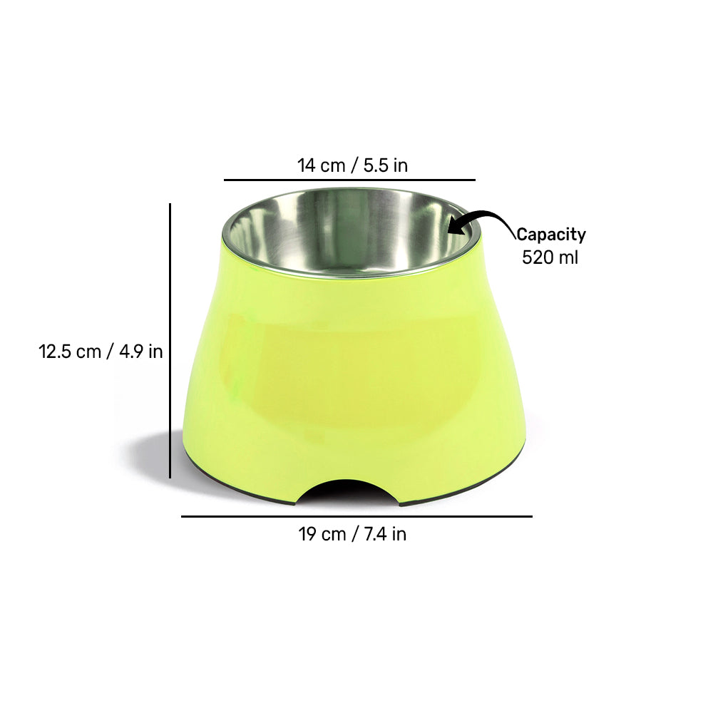 HUFT Elevated Cocker Bowl For Pets (Neon Green) - Heads Up For Tails