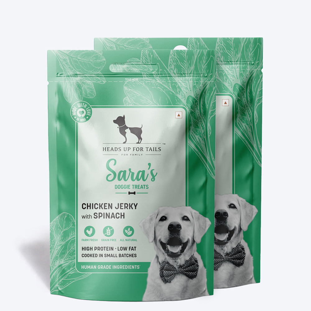 HUFT Sara's Doggie Treats - Chicken Jerky with Spinach Dog Treats - 70 g