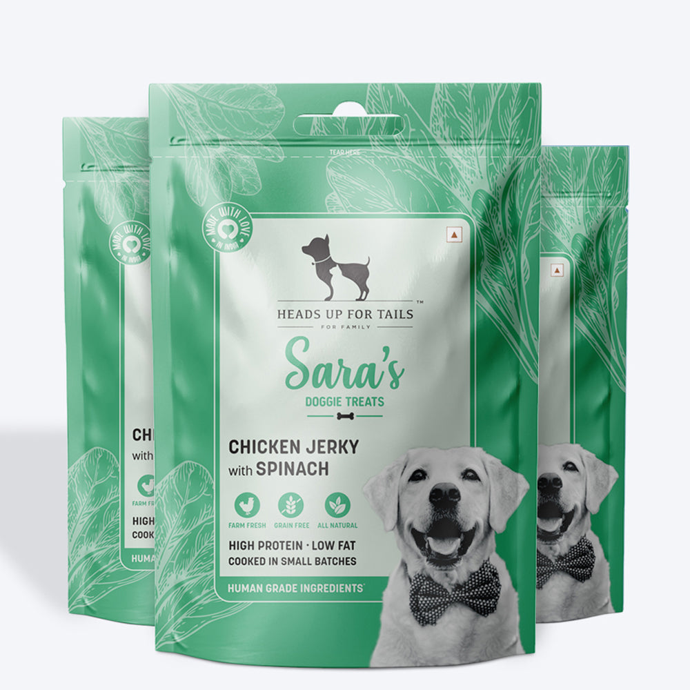 HUFT Sara's Doggie Treats - Chicken Jerky with Spinach Dog Treats - 70 g
