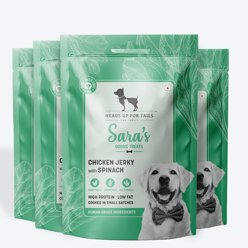 HUFT Sara's Doggie Treats - Chicken Jerky with Spinach Dog Treats - 70 g