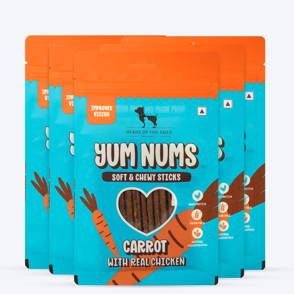 HUFT Yum Nums Soft & Chewy Sticks Carrot With Real Chicken Treat For Dogs - 75 g - Heads Up For Tails