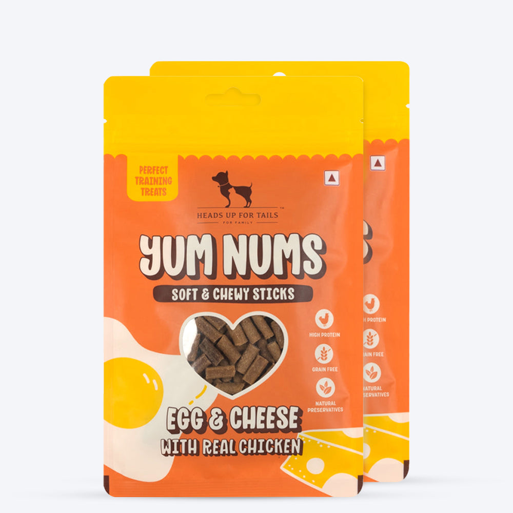 HUFT Yum Nums Soft & Chewy Sticks Egg & Cheese With Real Chicken Treat For Dogs - 75g - Heads Up For Tails