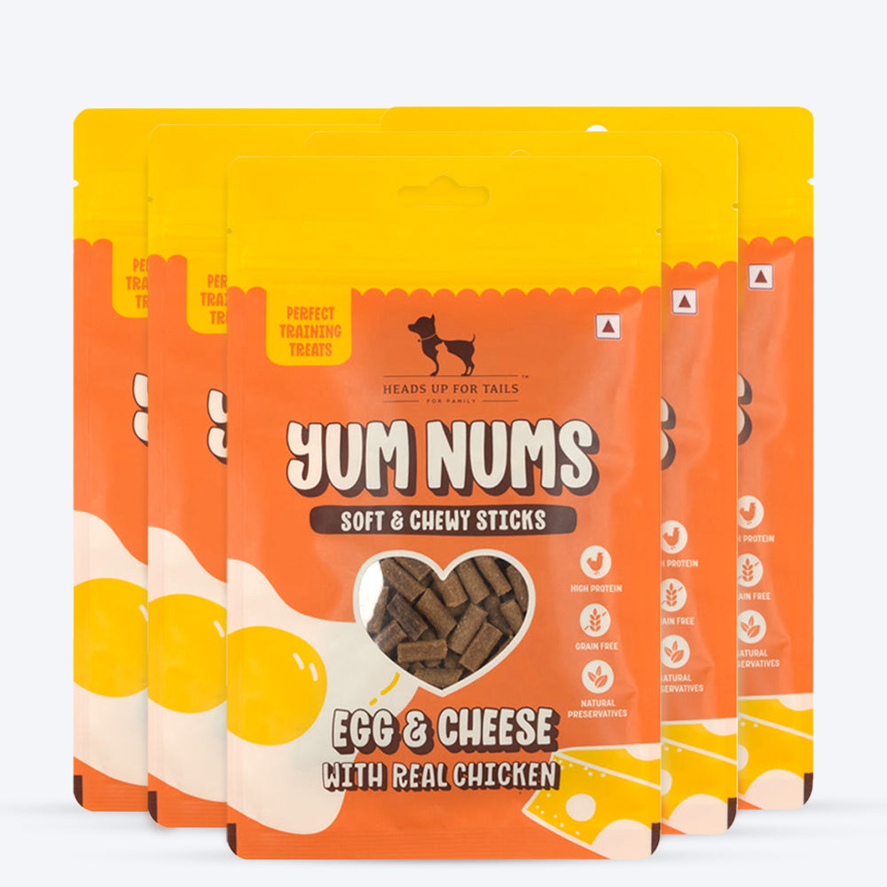 HUFT Yum Nums Soft & Chewy Sticks Egg & Cheese With Real Chicken Treat For Dogs - 75g - Heads Up For Tails