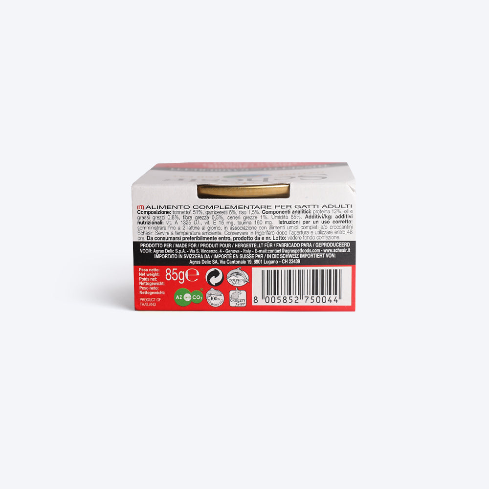 Schesir 51% Tuna with Shrimps Wet Cat Food - 85 g - Heads Up For Tails