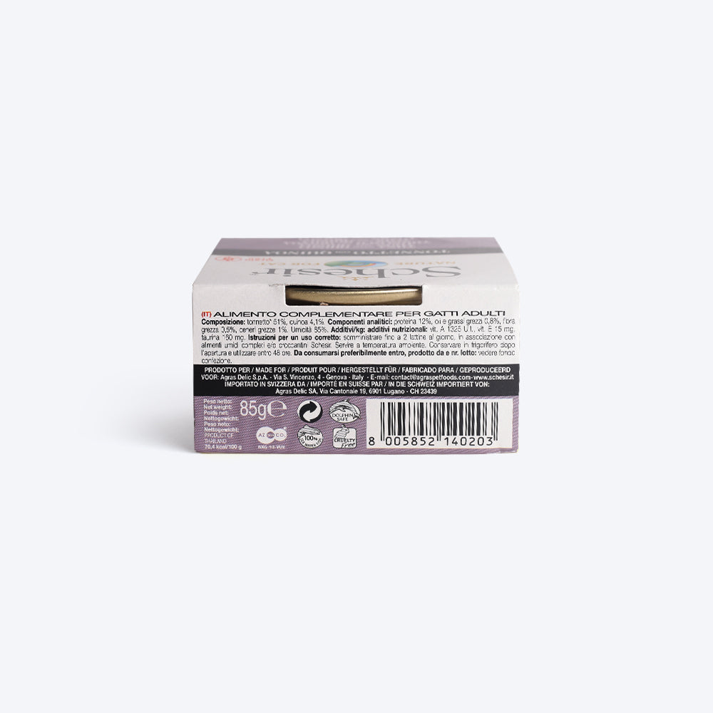 Schesir 51% Tuna with Quinoa Canned Wet Cat Food - 85 g - Heads Up For Tails