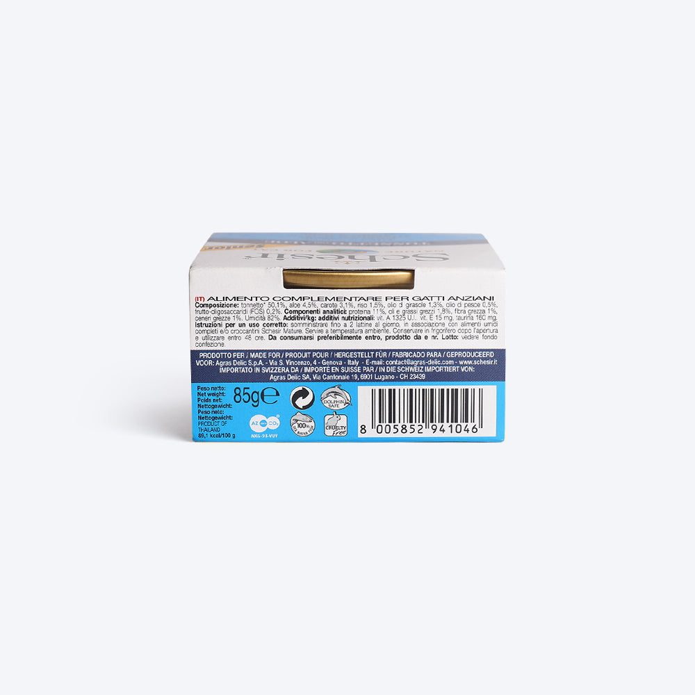 Schesir 51% Tuna with Aloe Senior Wet Cat Food - 85 g - Heads Up For Tails