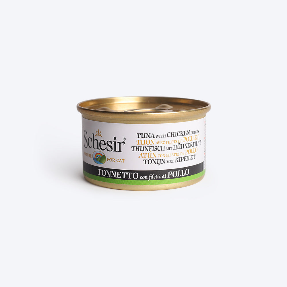 Schesir 51% Tuna With Chicken Fillets Wet Cat Food - 85 g - Heads Up For Tails