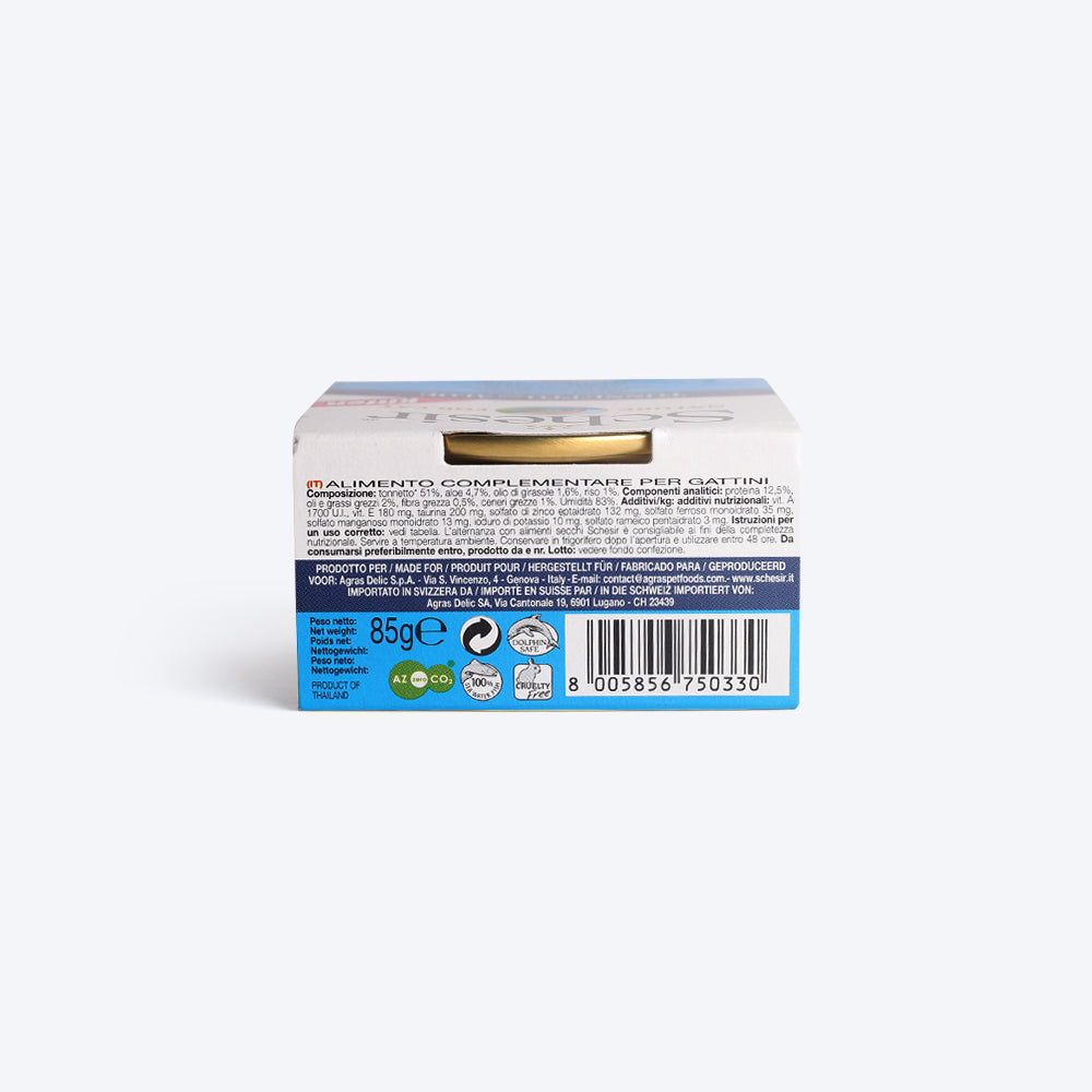 Schesir 51% Tuna with Aloe Wet Kitten Food - 85 g - Heads Up For Tails