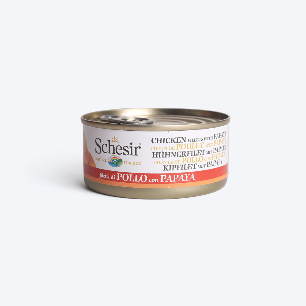 Schesir 62% Chicken With Papaya In Jelly Canned Wet Dog Food- 150 g - Heads Up For Tails