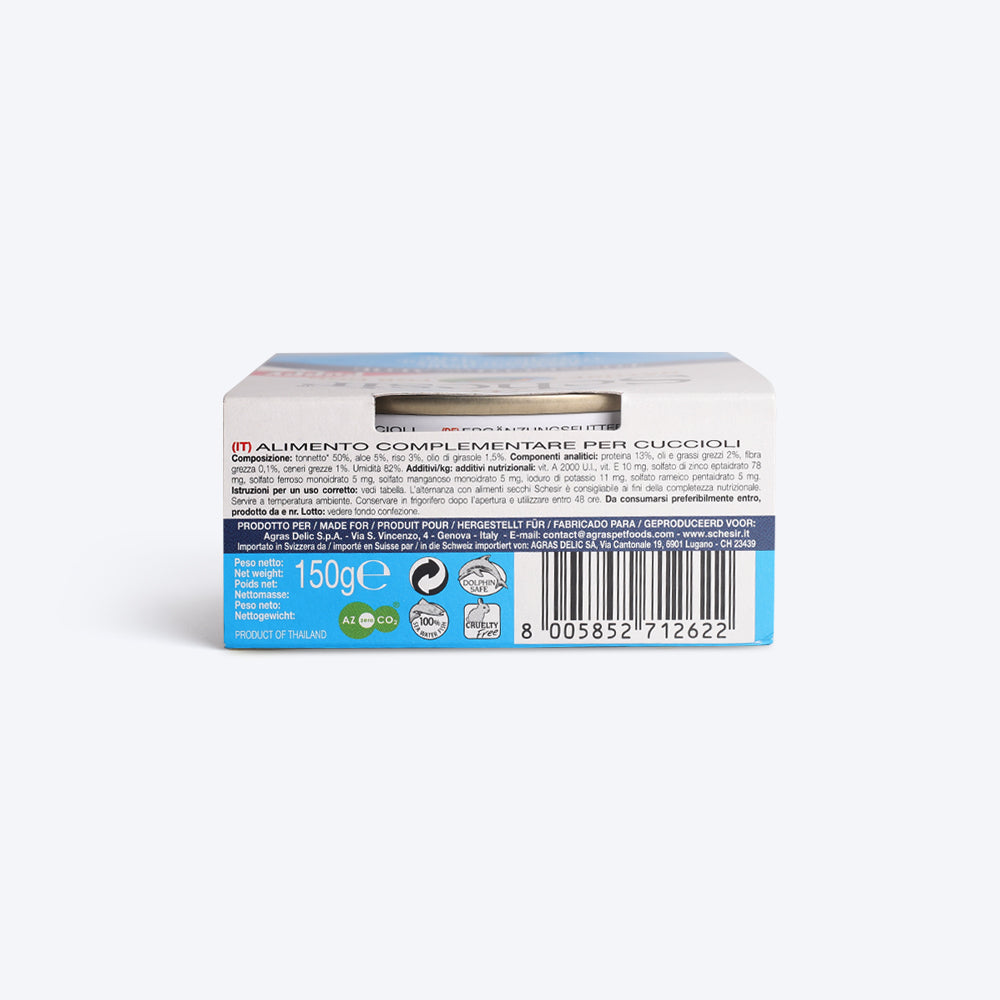 Schesir 53% Tuna with Aloe Canned Wet Puppy Food - 150 g - Heads Up For Tails