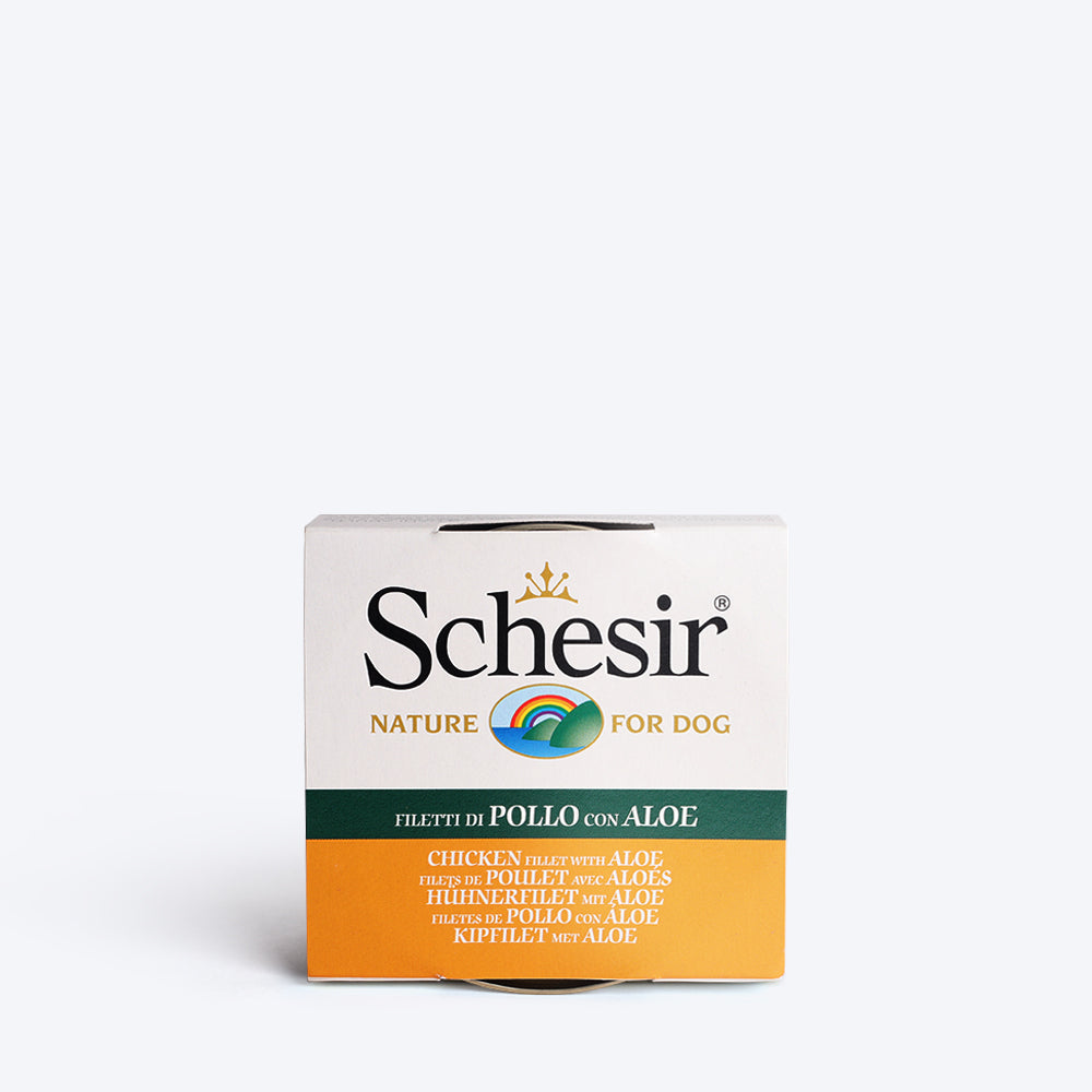 Schesir 54% Chicken Fillet With Aloe In Jelly Canned Wet Dog Food - 150 g - Heads Up For Tails