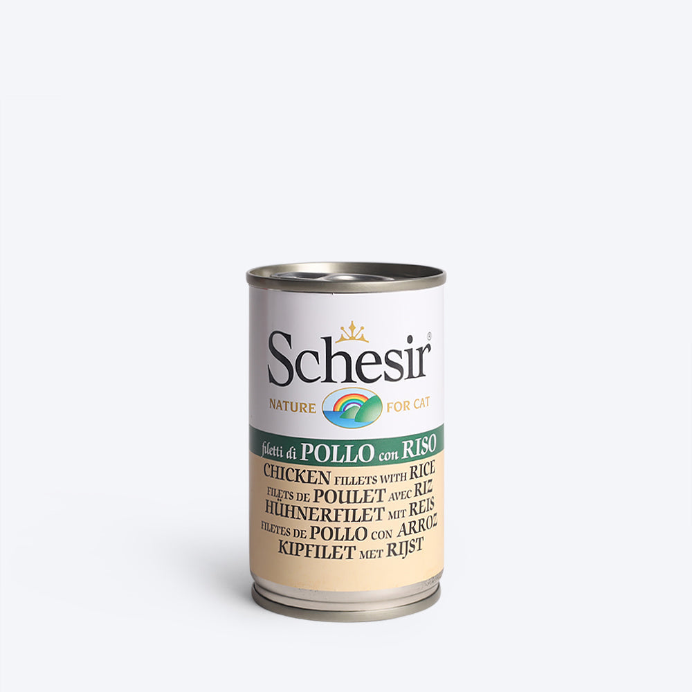 Schesir Chicken Fillets With Rice Canned Wet Cat Food - 140 g - Heads Up For Tails