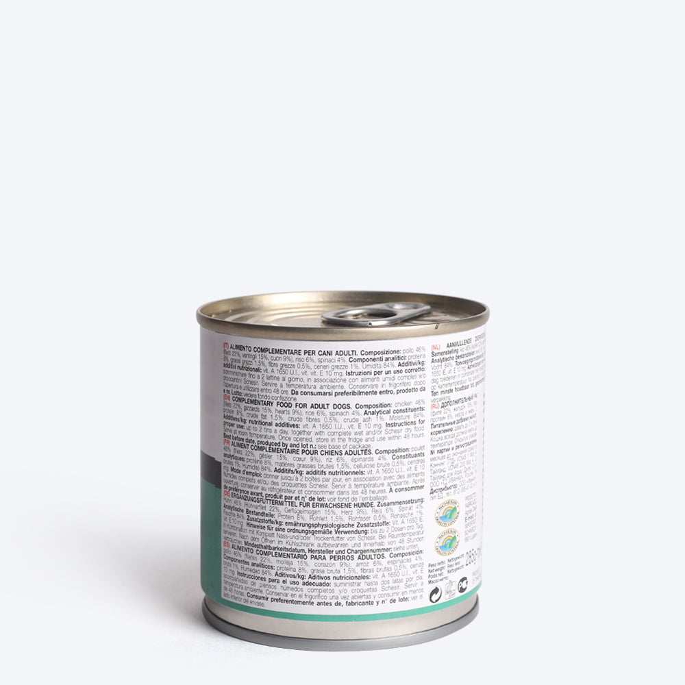 Schesir Canned Chicken with Spinach Wet Dog Food - 285 g - Heads Up For Tails
