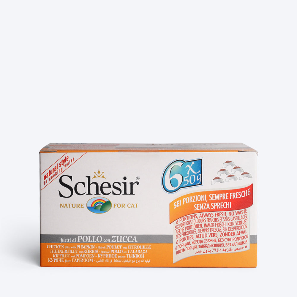 Schesir 67% Chicken Fillets with Pumpkin Wet Cat Food - (6x50g) - Heads Up For Tails