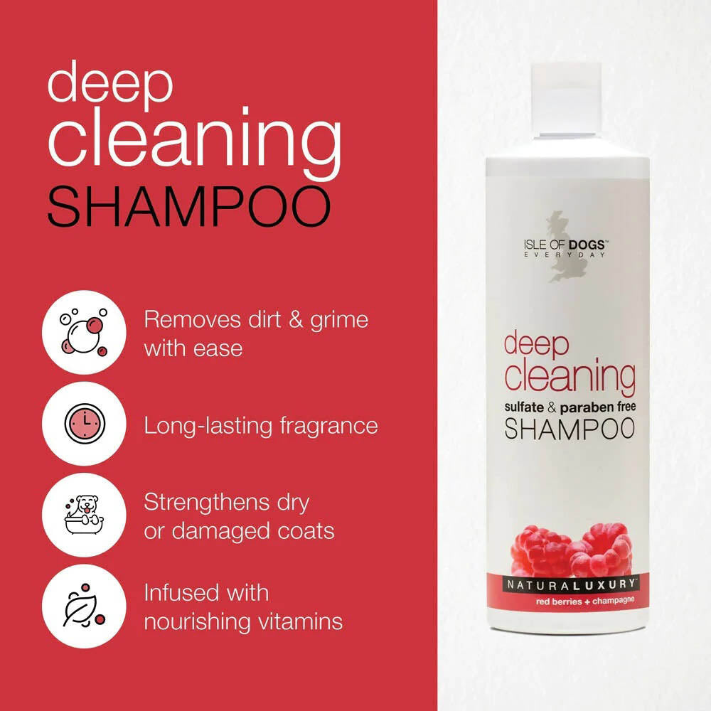 Isle of Dogs Deep Cleaning Sulfate & Paraben Free Shampoo For Dogs - Red Berries + Champagne Fragrance - Heads Up For Tails
