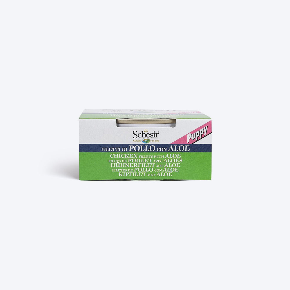 Schesir 49% Chicken Fillet With Aloe In Jelly Canned Wet Puppy Food - 150 g - Heads Up For Tails