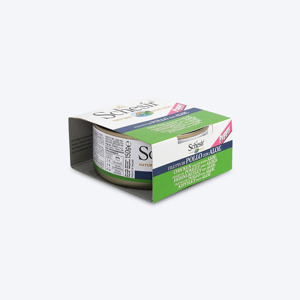 Schesir 49% Chicken Fillet With Aloe In Jelly Canned Wet Puppy Food - 150 g - Heads Up For Tails
