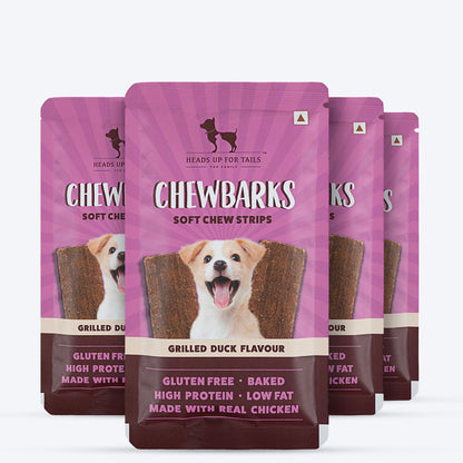 HUFT Chewbarks Grilled Duck Soft Chew Strips Treat For Dogs - 30g - Heads Up For Tails