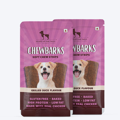 HUFT Chewbarks Grilled Duck Soft Chew Strips Treat For Dogs - 30g - Heads Up For Tails