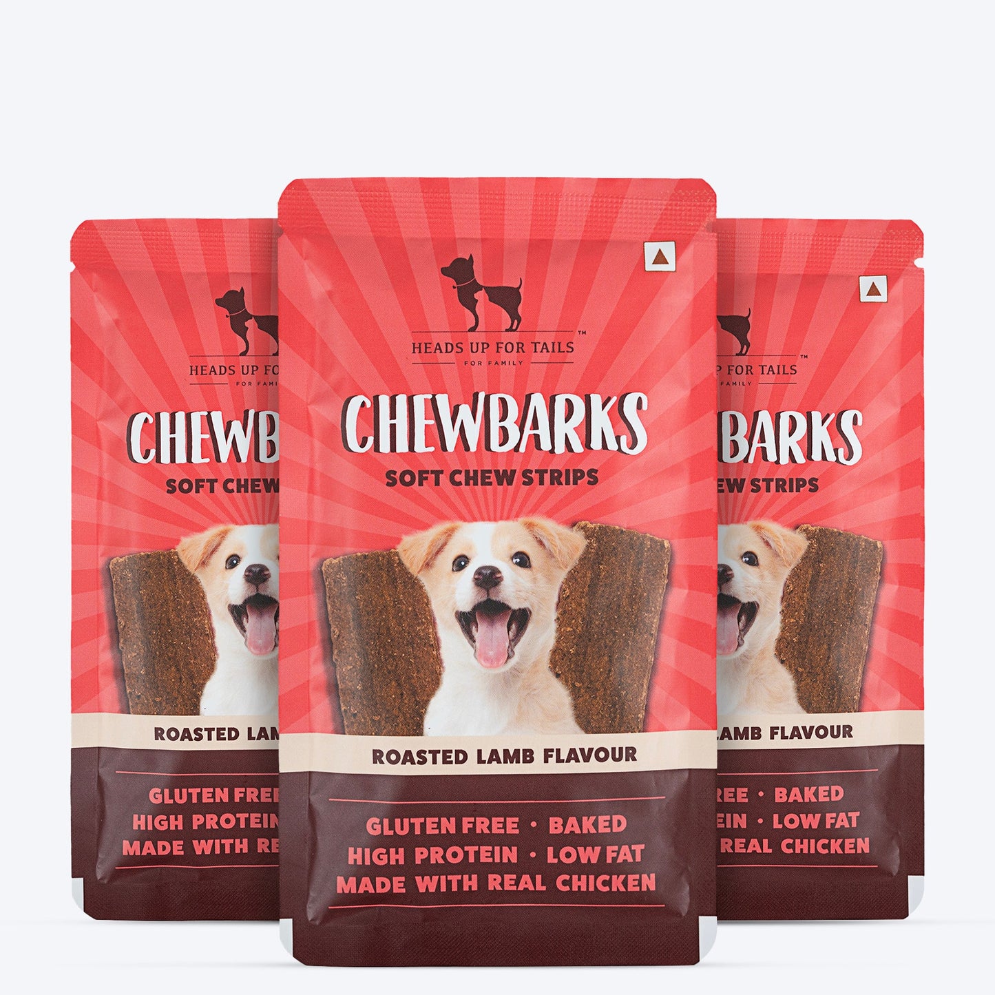 HUFT Chewbarks Roasted Lamb Soft Chew Strips Treat For Dogs - 30g - Heads Up For Tails