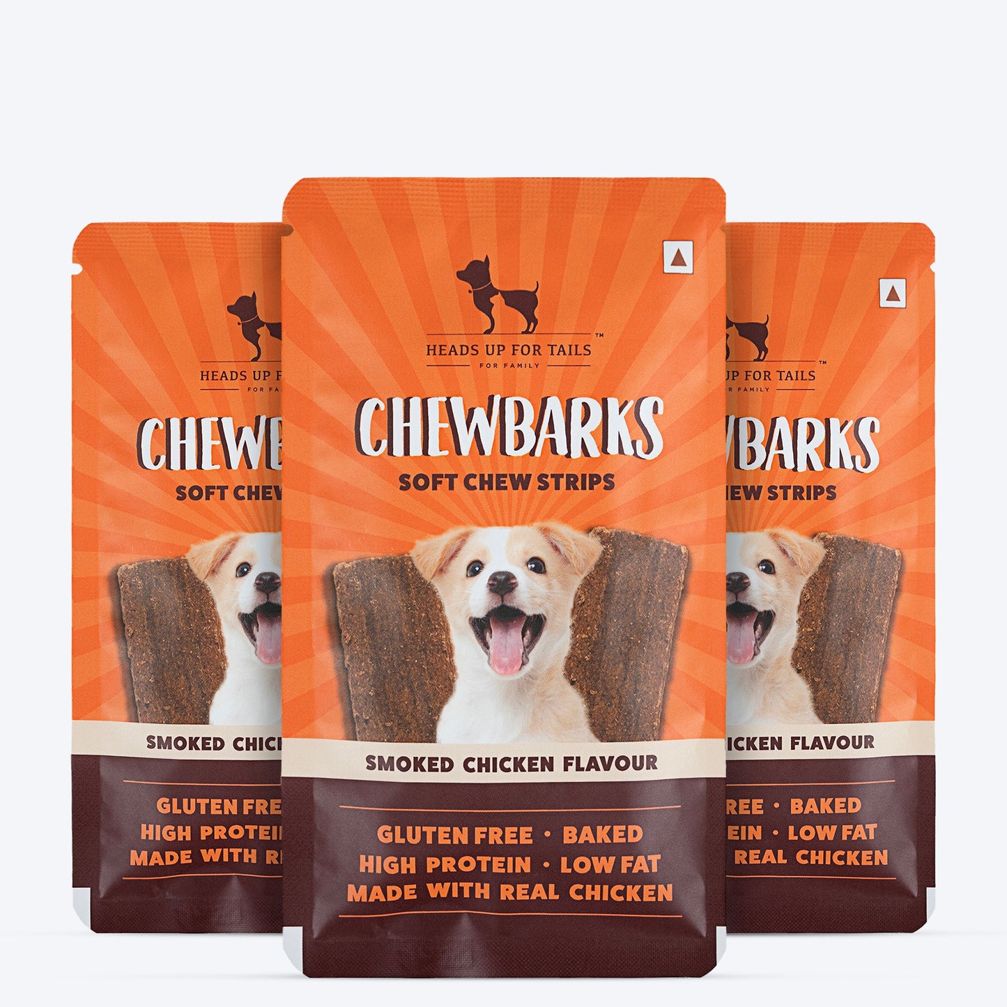 HUFT Chewbarks Smoked Chicken Soft Chew Strips Treat For Dogs - 30g - Heads Up For Tails