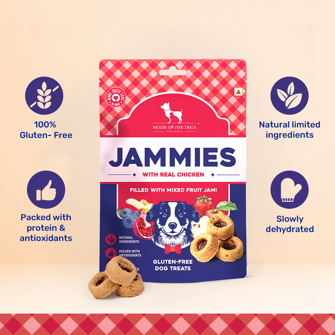 HUFT Jammies With Real Chicken Filled With Mixed Fruit Jam Treat For Dogs - 100 g - Heads Up For Tails