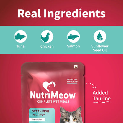 NutriMeow Oceanfish In Gravy Wet Food For Adult Cat - 80 gm