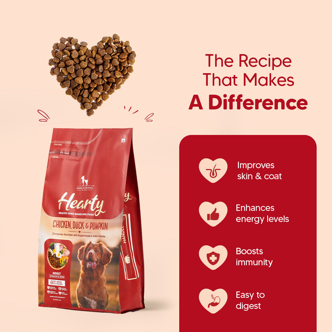 Hearty Oven-Baked Adult Dog Food  Chicken, Duck & Pumpkin, 250g, suitable for all breeds.