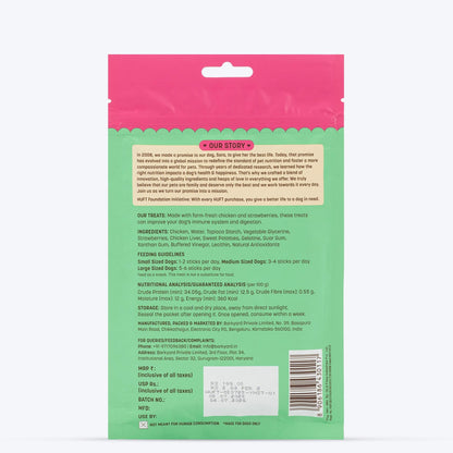 HUFT Yum Nums Soft & Chewy Sticks Strawberry with Real Chicken Treat For Dogs