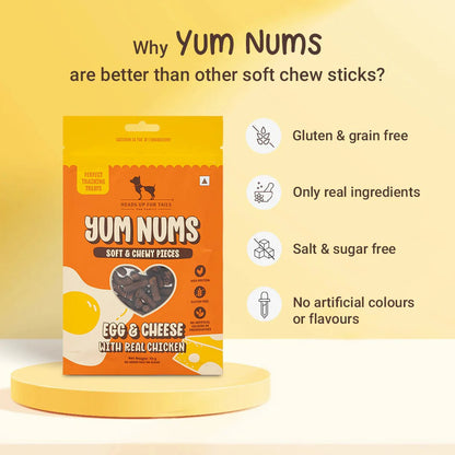 HUFT Yum Nums Soft & Chewy Sticks Egg & Cheese With Real Chicken Treat For Dogs
