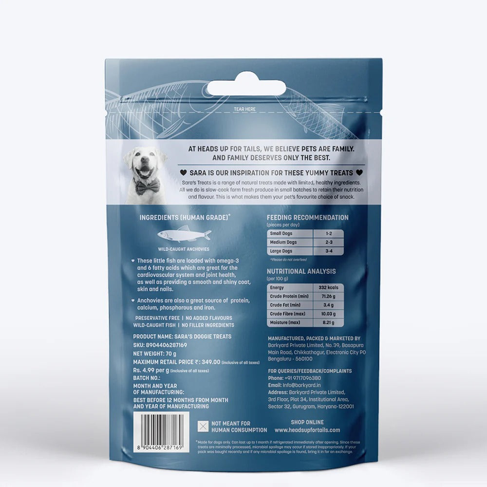 Sara's Dehydrated Anchovies Dog Treats Omega-3 - 70g