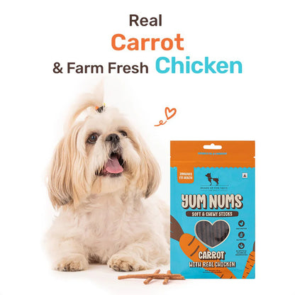HUFT Yum Nums Dog Treats Soft & Chewy Sticks Carrot With Real Chicken