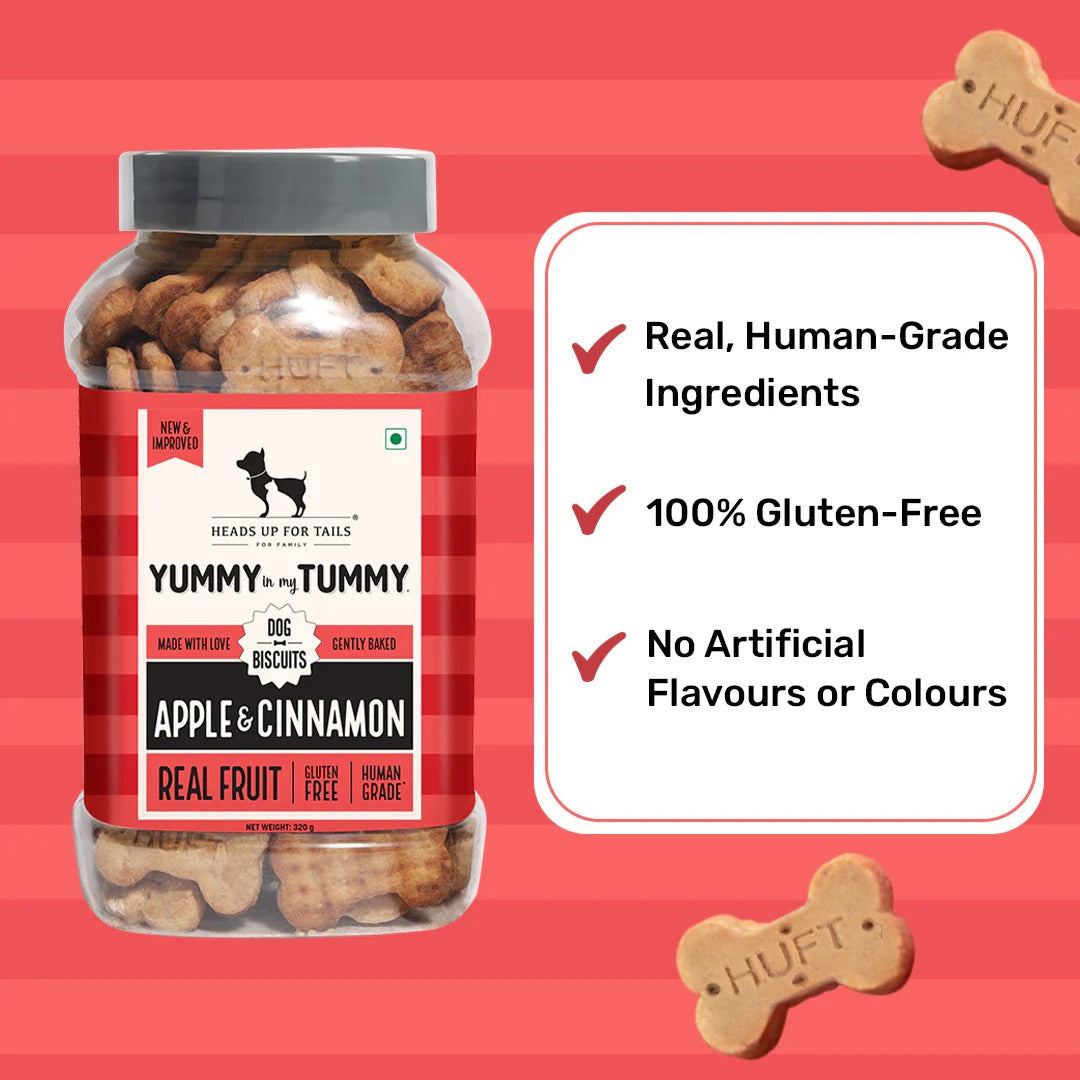 HUFT Yummy In My Tummy Apple & Cinnamon Vegetarian Gluten Free Dog Biscuit