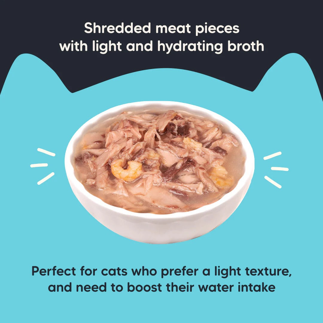Meowsi Tuna & Shrimp in Broth Wet Cat Food Grain-Free 80g