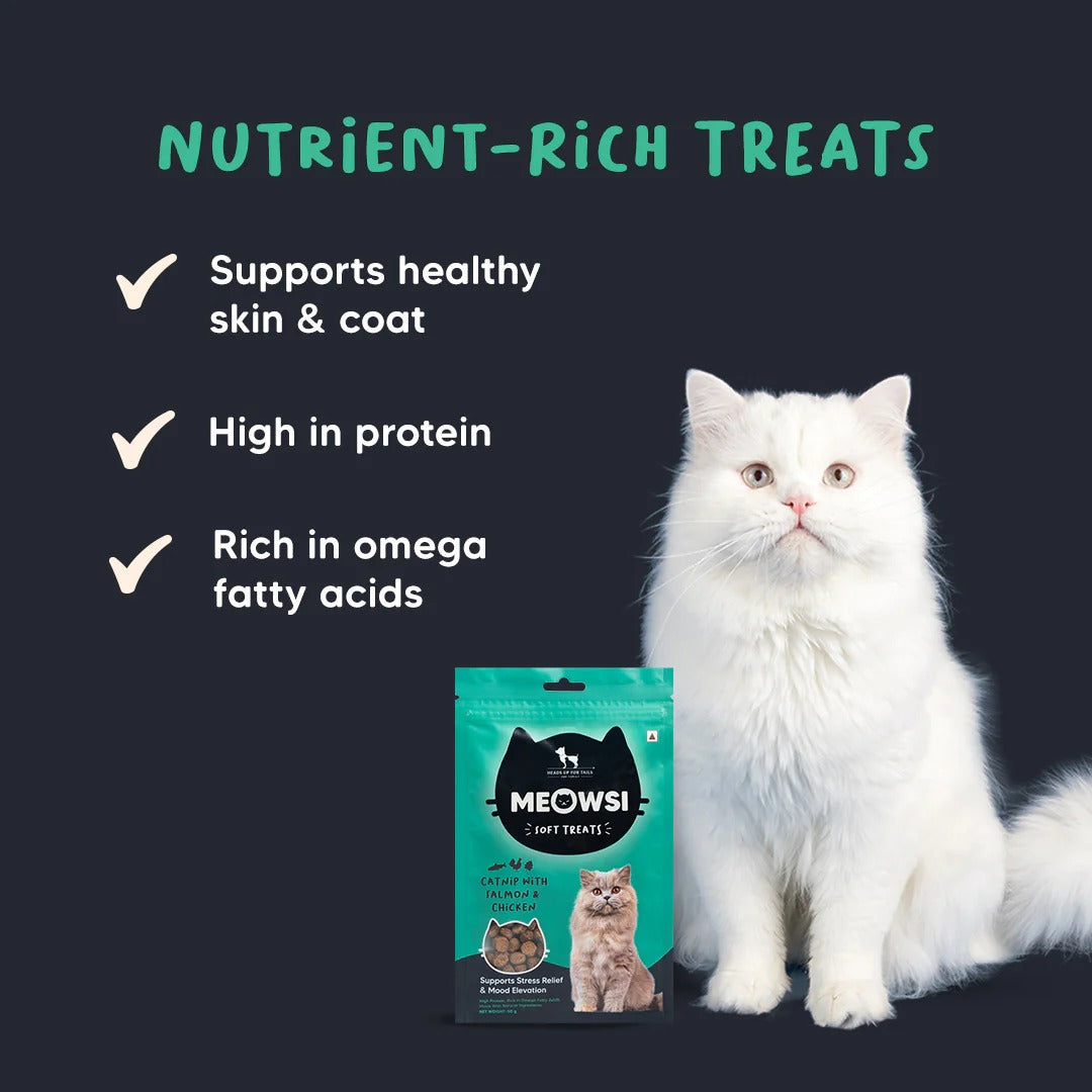 Meowsi Soft Cat Treats Catnip Salmon & Chicken Grain-Free - 50 g