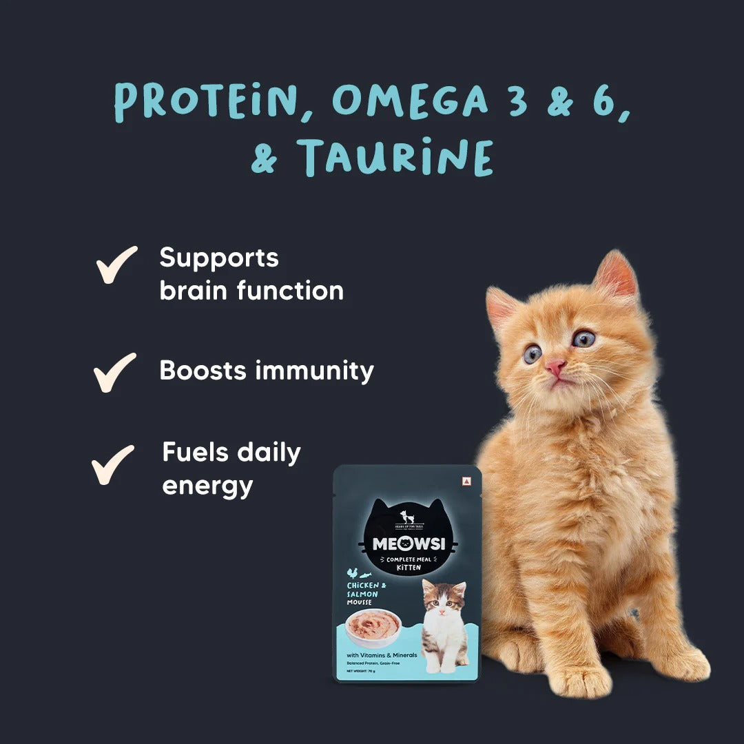 Meowsi Chicken & Salmon Mousse Wet Food for Kittens 70g