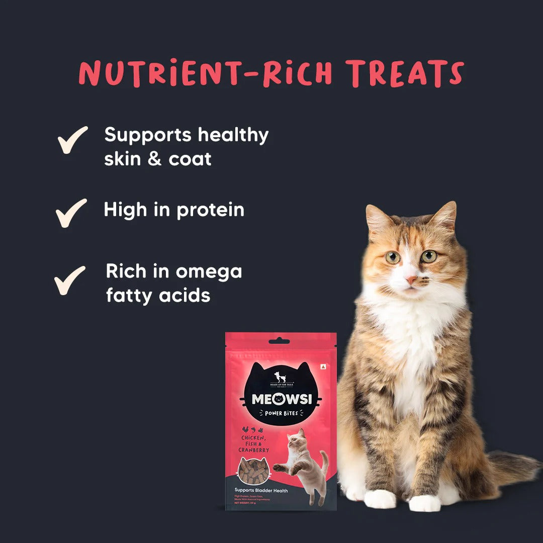 Meowsi Chicken, Fish & Cranberry Power Bites Cat Treats - 50 g