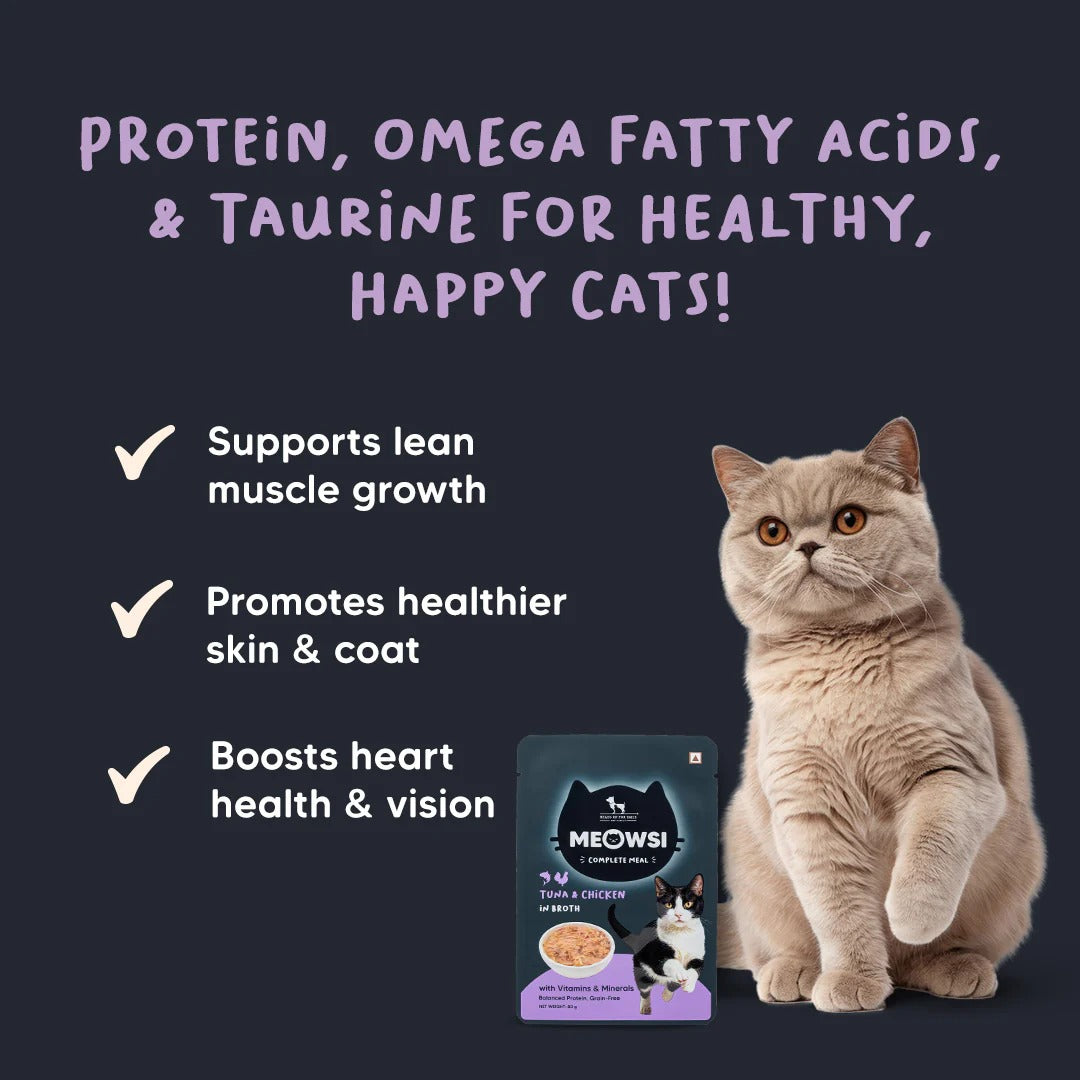 Meowsi Tuna & Chicken in Broth Wet Cat Food Grain-Free 80g