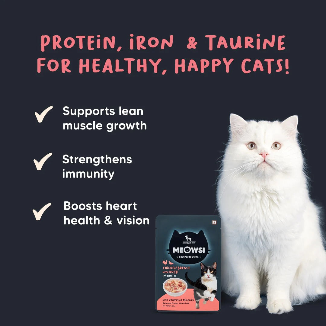 Meowsi Chicken Breast & Duck in Broth Wet Cat Food 80g