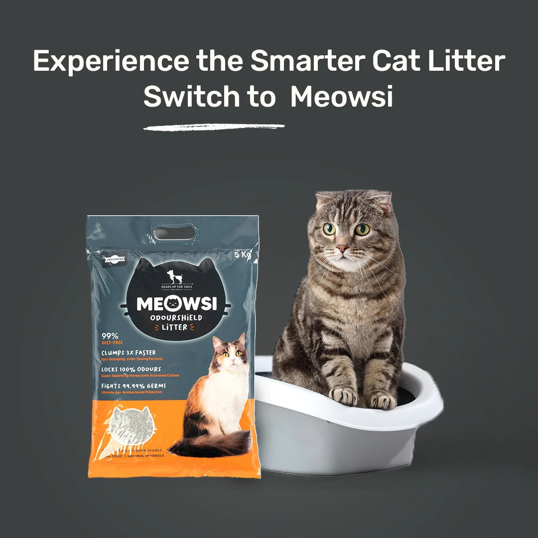 Meowsi By HUFT OdourShield Unscented Cat Litter Activated Carbon 5kg